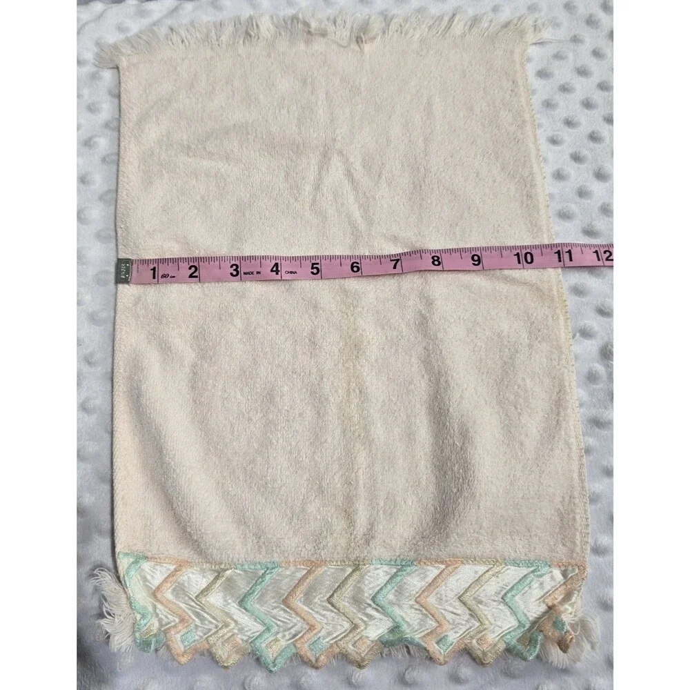 Vintage Pink Towel Set of 3 Cannon Fringe Fingertip Bathroom Guest Towels Granny